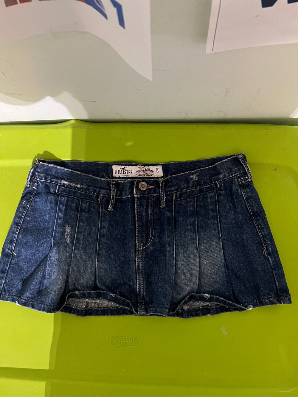 Hollister Dark Blue Pleated Denim Mini Skort